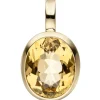 Anhänger 9,6x16,8mm aus 585 Gold Gelbgold mit Citrin gelb oval Halsschmuck Damen
