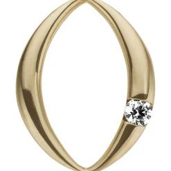 Anhänger 12,3x15,6mm aus 585 Gold Gelbgold mit Diamant Brillant 0,07ct oval