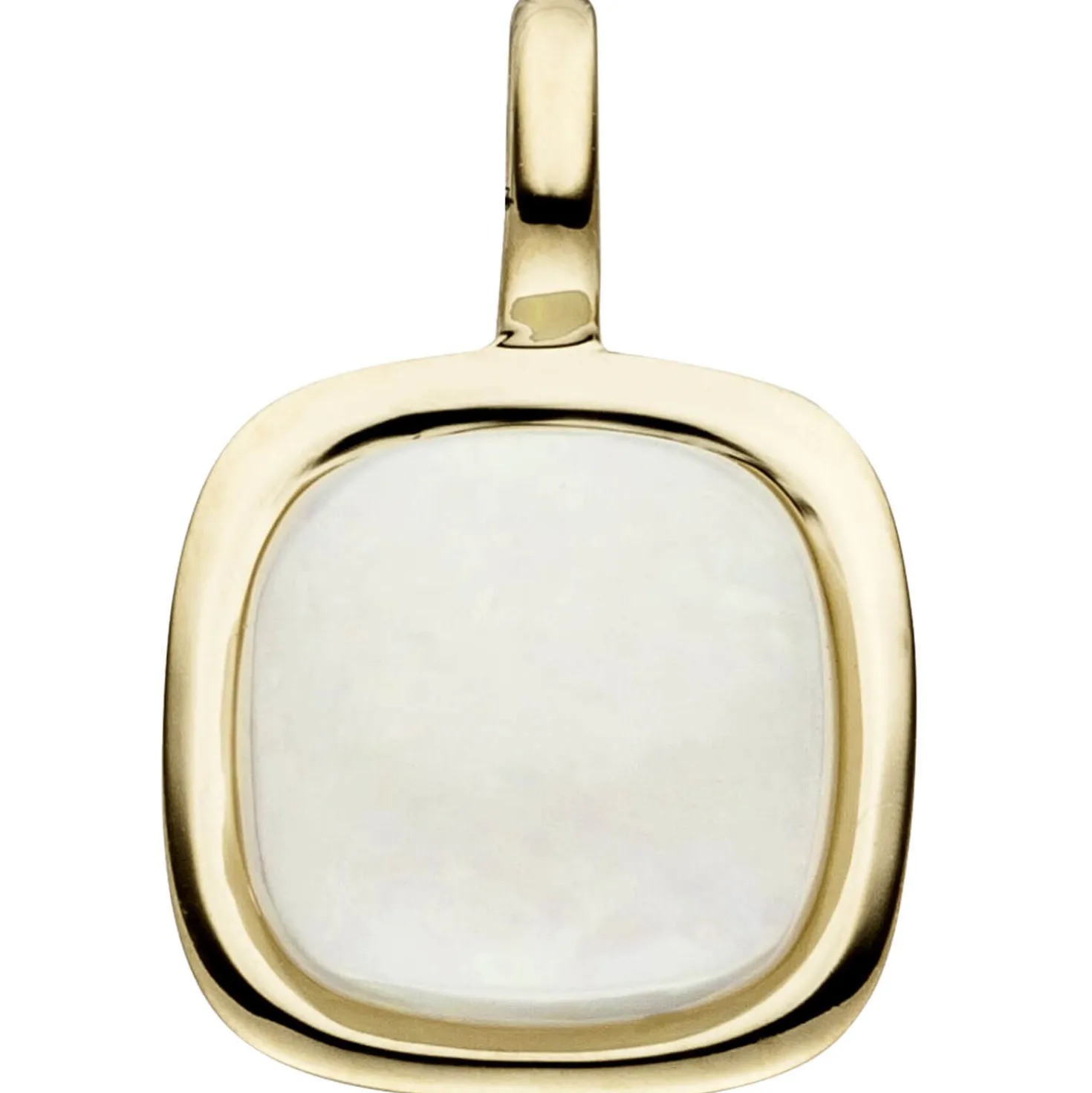 Anhänger 9,8x14,9mm aus 585 Gold Gelbgold mit Opal creme-weiß mit Schimmer