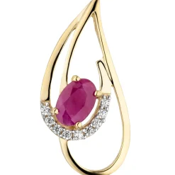 Anhänger 9,6x20,4mm aus 333 Gold Gelbgold mit Rubin rot & 9 Zirkonia Damen