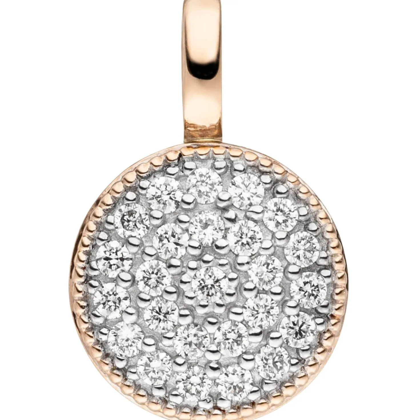 Anhänger 8,6x13,3mm aus 585 Gold Rotgold flach mit 24 Diamanten 0,15 Ct