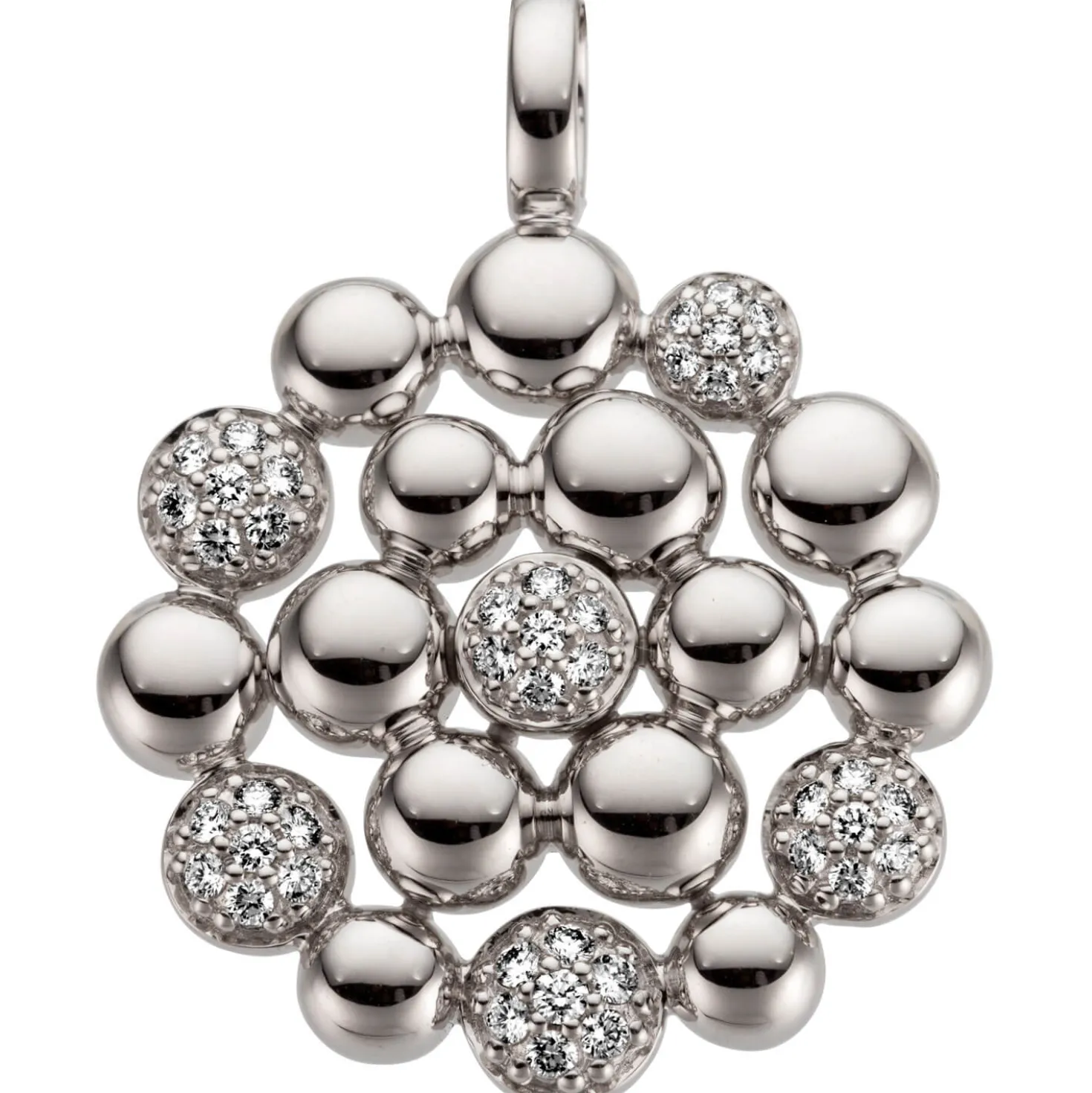 Anhänger 22,3x29,2mm aus 585 Gold Weißgold mit 42 Diamanten 0,31ct