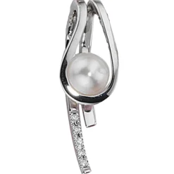 Anhänger 9,9x29,3mm aus Perle & Diamanten 0.04Ct Brillanten 585 Weißgold
