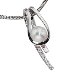 Anhänger 9,9x29,3mm aus Perle & Diamanten 0.04Ct Brillanten 585 Weißgold