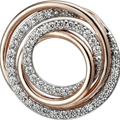 Anhänger 25,7x24,7mm aus 925 Silber bicolor rotgold vergoldet mit 44 Zirkonia