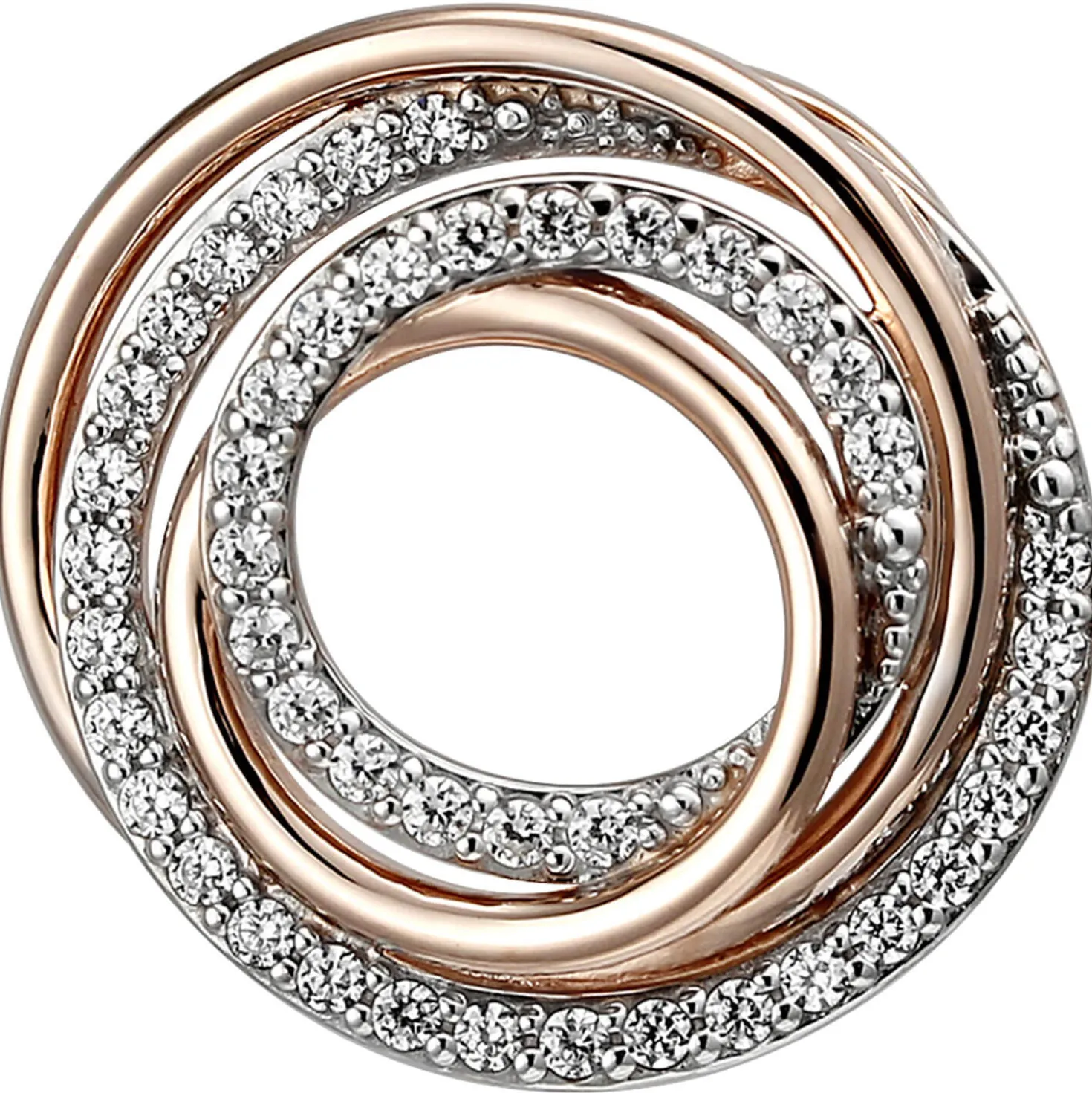 Anhänger 25,7x24,7mm aus 925 Silber bicolor rotgold vergoldet mit 44 Zirkonia