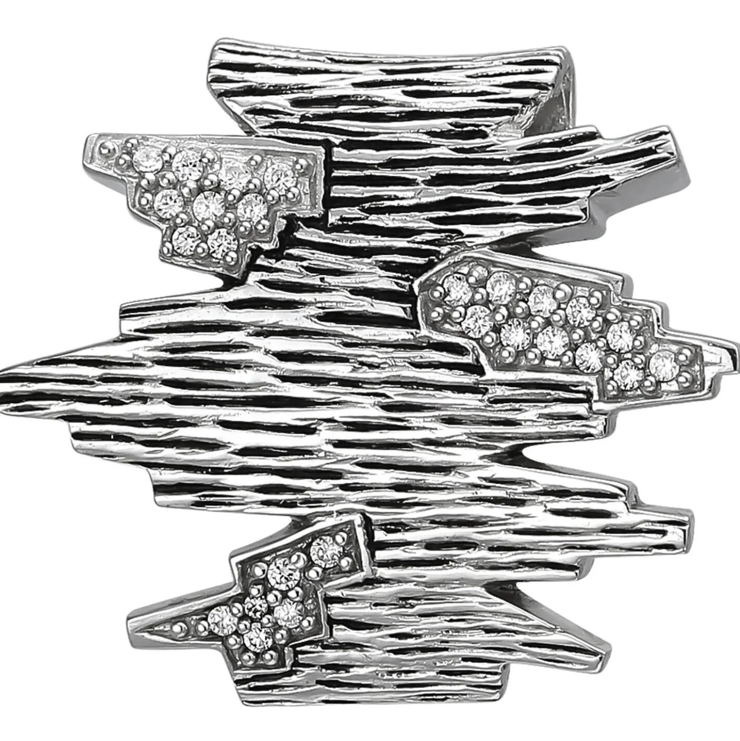 Anhänger 29,9x26,3mm aus 925 Silber geschwärzt mit 26 weißen Zirkonia Damen