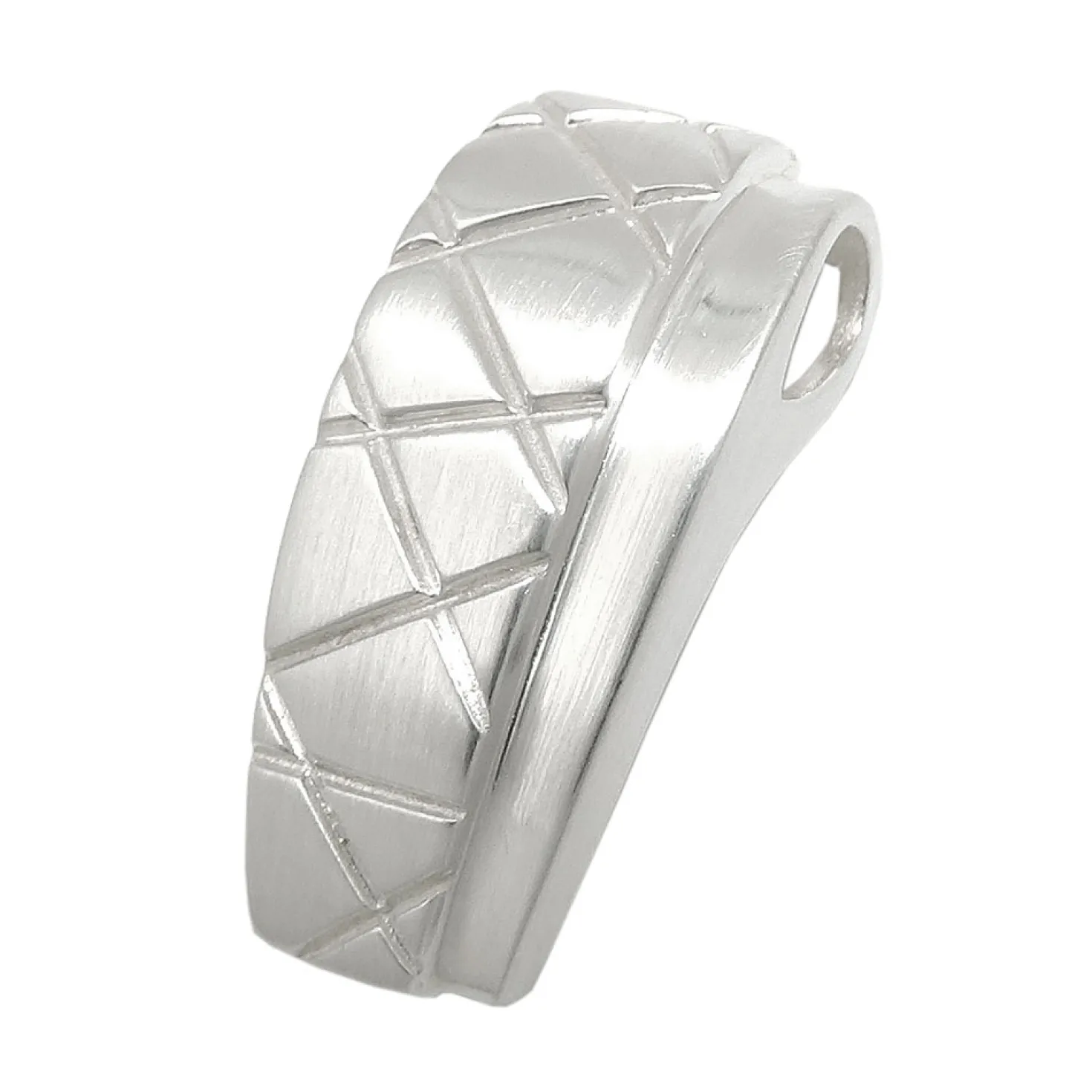 Anhänger 22x10mm aus 925 Silber gestreift matt glänzend leicht gebogen