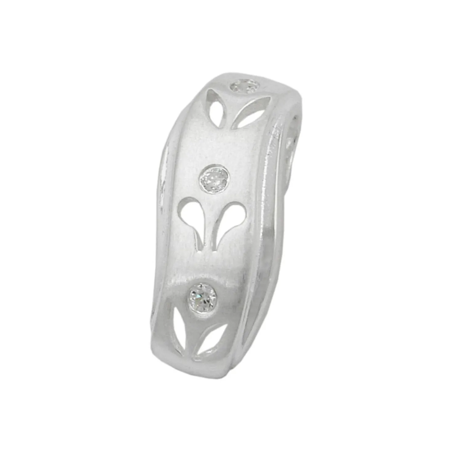 Anhänger 19x8mm aus 925 Silber matt Rand glänzend mit Zirkonia Damen