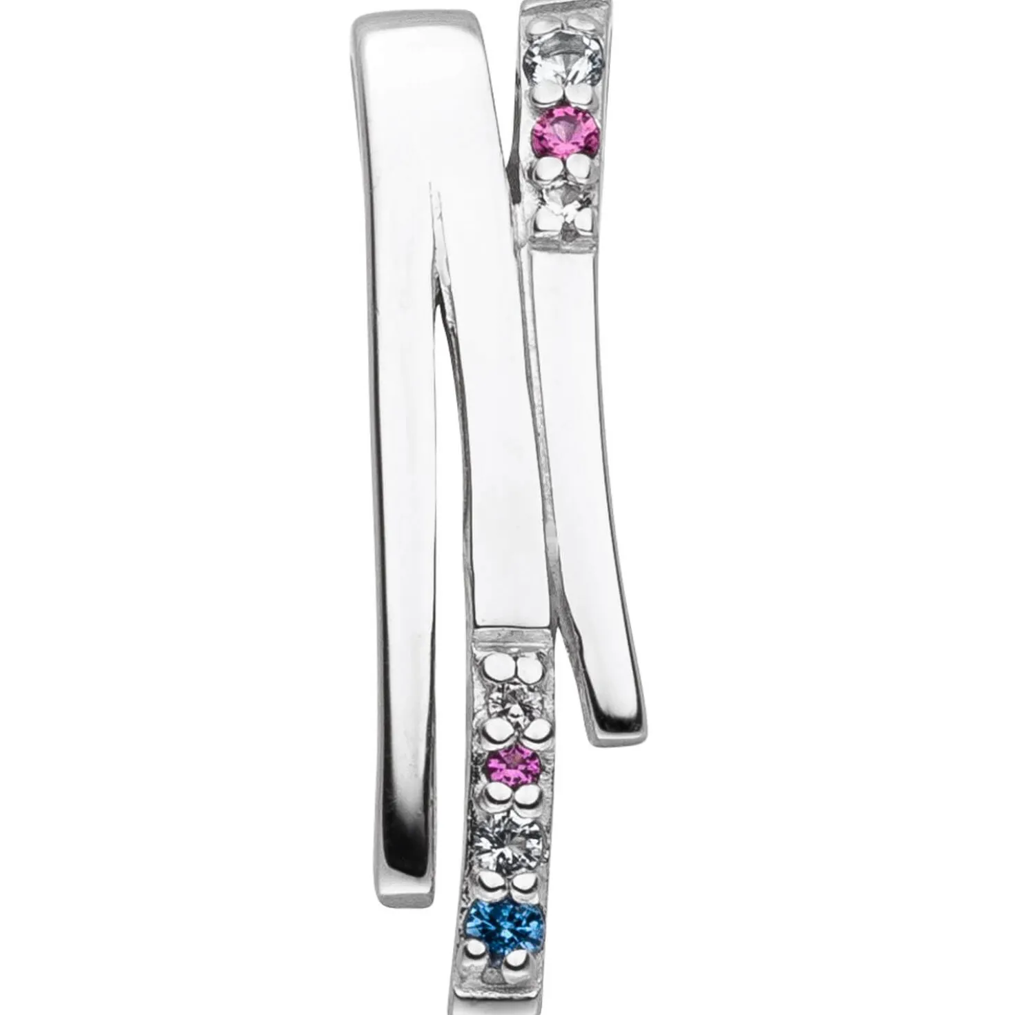 Anhänger 5,3x20,7mm aus 925 Silber mit 7 bunten Zirkonia Farbsteine multicolor