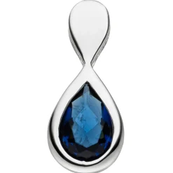 Anhänger 6,9x15,7mm aus 925 Silber mit Glasstein Tropfen blau facettiert