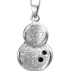 Anhänger 9,9x16,4mm aus 925 Silber mit Struktur 2 schwarze Zirkonia rhodiniert