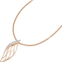 Anhänger 9,3x27,1mm Blatt mit Spitzen 8 Diamanten 0.05Ct W/SI 585 Gold Rotgold