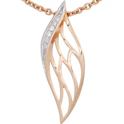 Anhänger 9,3x27,1mm Blatt mit Spitzen 8 Diamanten 0.05Ct W/SI 585 Gold Rotgold