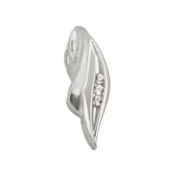Anhänger 20x6mm Blatt mit weißen Zirkonia 925 Silber Halsschmuck für Damen