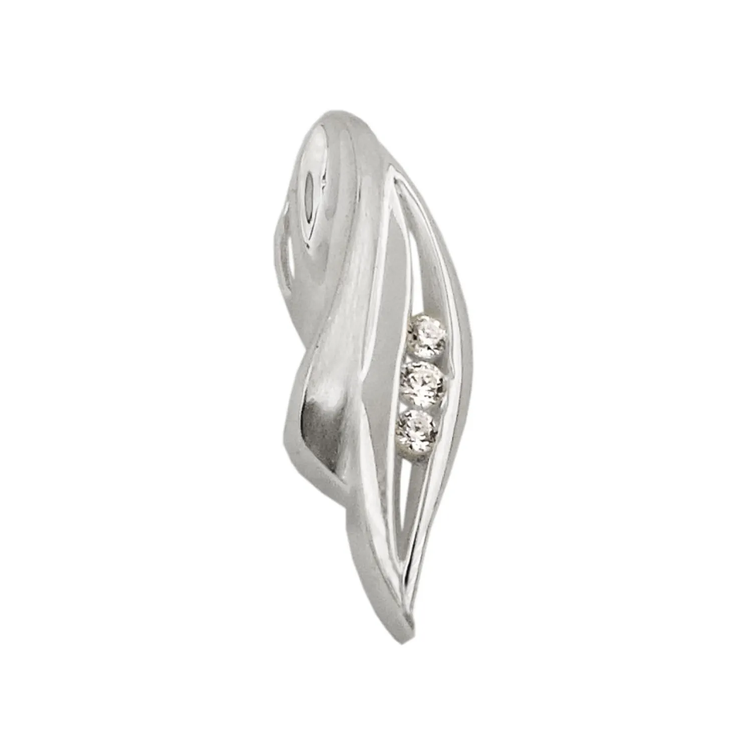 Anhänger 20x6mm Blatt mit weißen Zirkonia 925 Silber Halsschmuck für Damen
