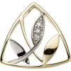 Anhänger 16,7x16,1mm Blätter mit 3 Diamanten 0.03Ct 585 Gelbgold Weißgold