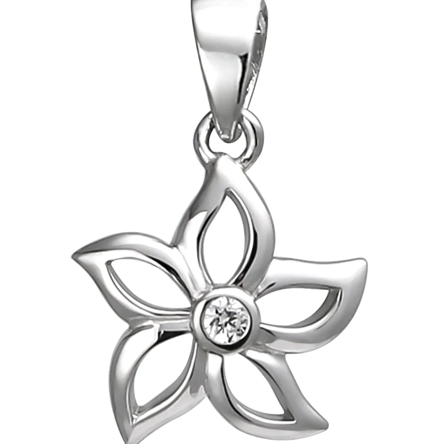Anhänger 10,8x12,2mm Blume aus 925 Silber mit weißem Zirkonia Silberanhänger