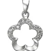 Anhänger 13x15,1mm Blume aus 925 Silber mit 14 Zirkonia Halsschmuck rhodiniert