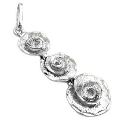Anhänger 29x10mm 3 Blumen Rosen aus echtem 925 Silber rhodiniert Damen