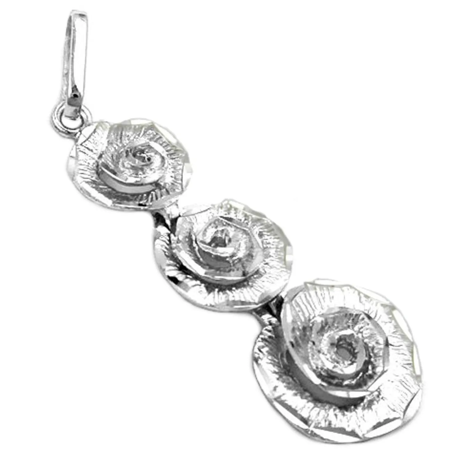 Anhänger 29x10mm 3 Blumen Rosen aus echtem 925 Silber rhodiniert Damen