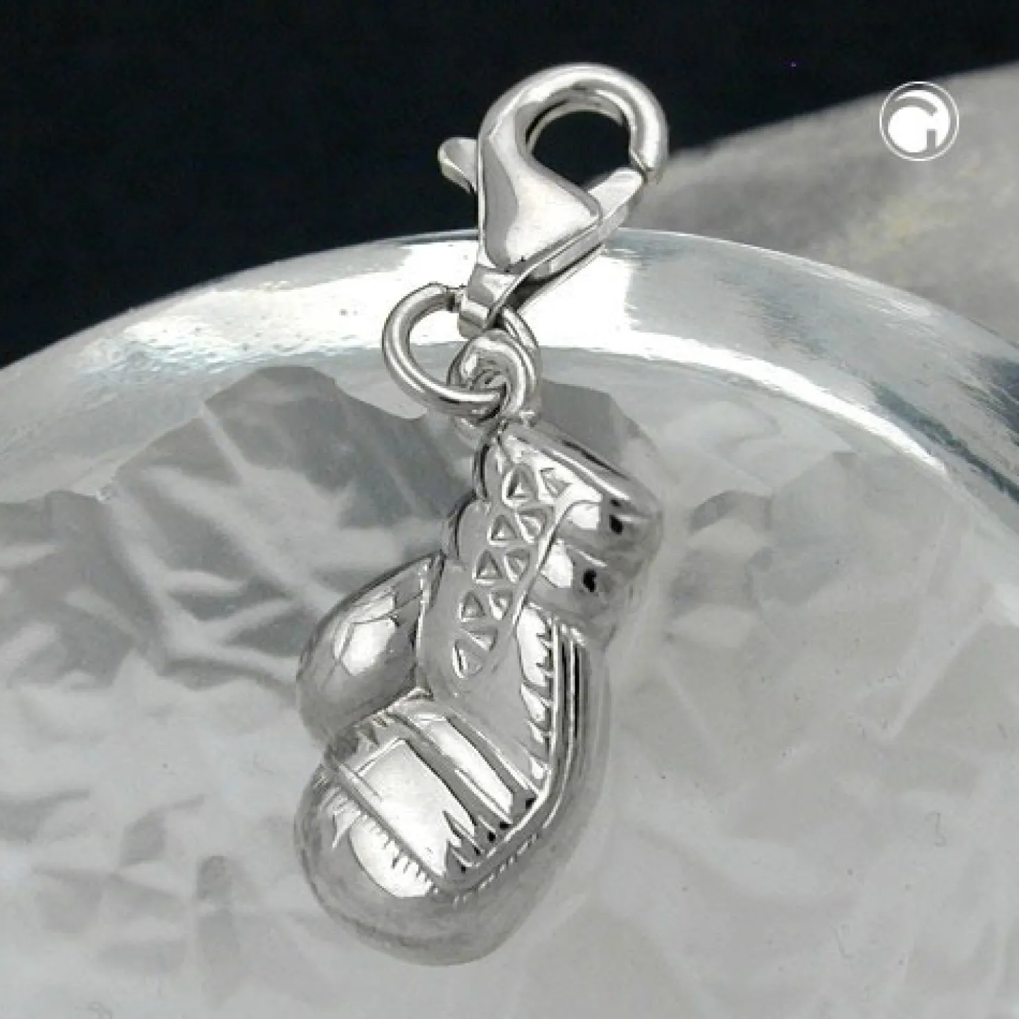 Anhänger 15x10mm Boxhandschuh Einhänger Charm aus 925 Silber rhodiniert Damen