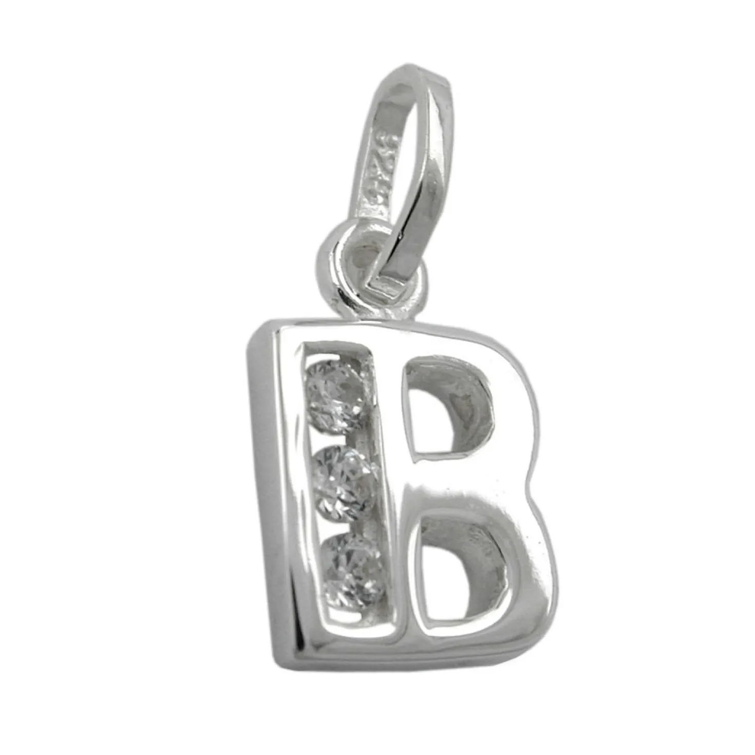 Anhänger 10x7mm Buchstabe B mit Zirkonia aus echtem 925 Silber Damen