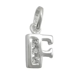 Anhänger 10x7mm Buchstabe F mit Zirkonia aus echtem 925 Silber Damen