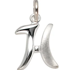 Anhänger 11,4x15,4mm Buchstabe H aus 925 Silber glänzend teilmattiert Unisex