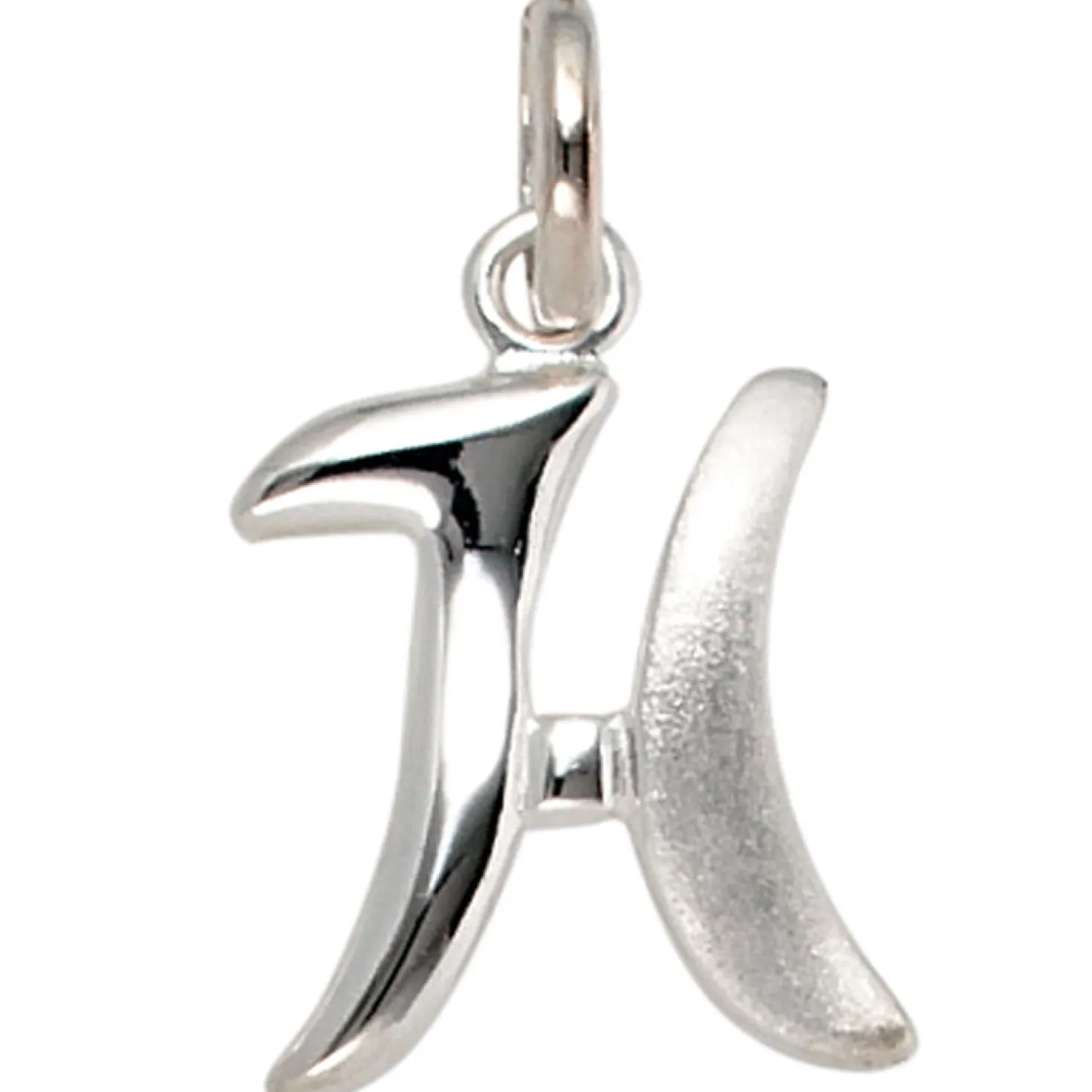 Anhänger 11,4x15,4mm Buchstabe H aus 925 Silber glänzend teilmattiert Unisex