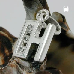 Anhänger 10x7mm Buchstabe H mit Zirkonia aus echtem 925 Silber Damen