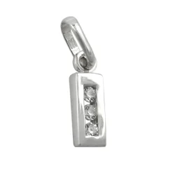 Anhänger 10x3mm Buchstabe I mit Zirkonia aus echtem 925 Silber Damen