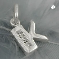 Anhänger 10x7mm Buchstabe K mit Zirkonia aus echtem 925 Silber Damen