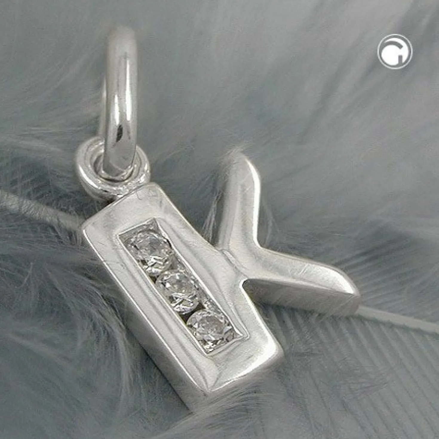 Anhänger 10x7mm Buchstabe K mit Zirkonia aus echtem 925 Silber Damen