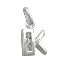 Anhänger 10x7mm Buchstabe K mit Zirkonia aus echtem 925 Silber Damen