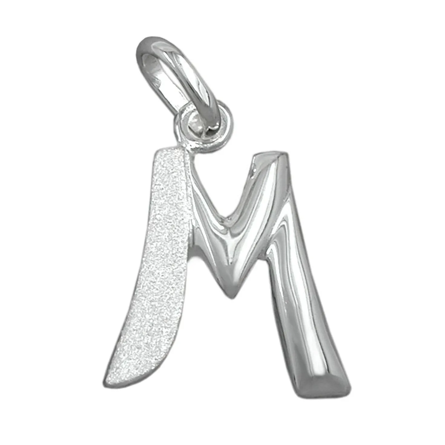 Anhänger 15x13mm Buchstabe M aus 925 Echt Silber matt-glänzend für Damen