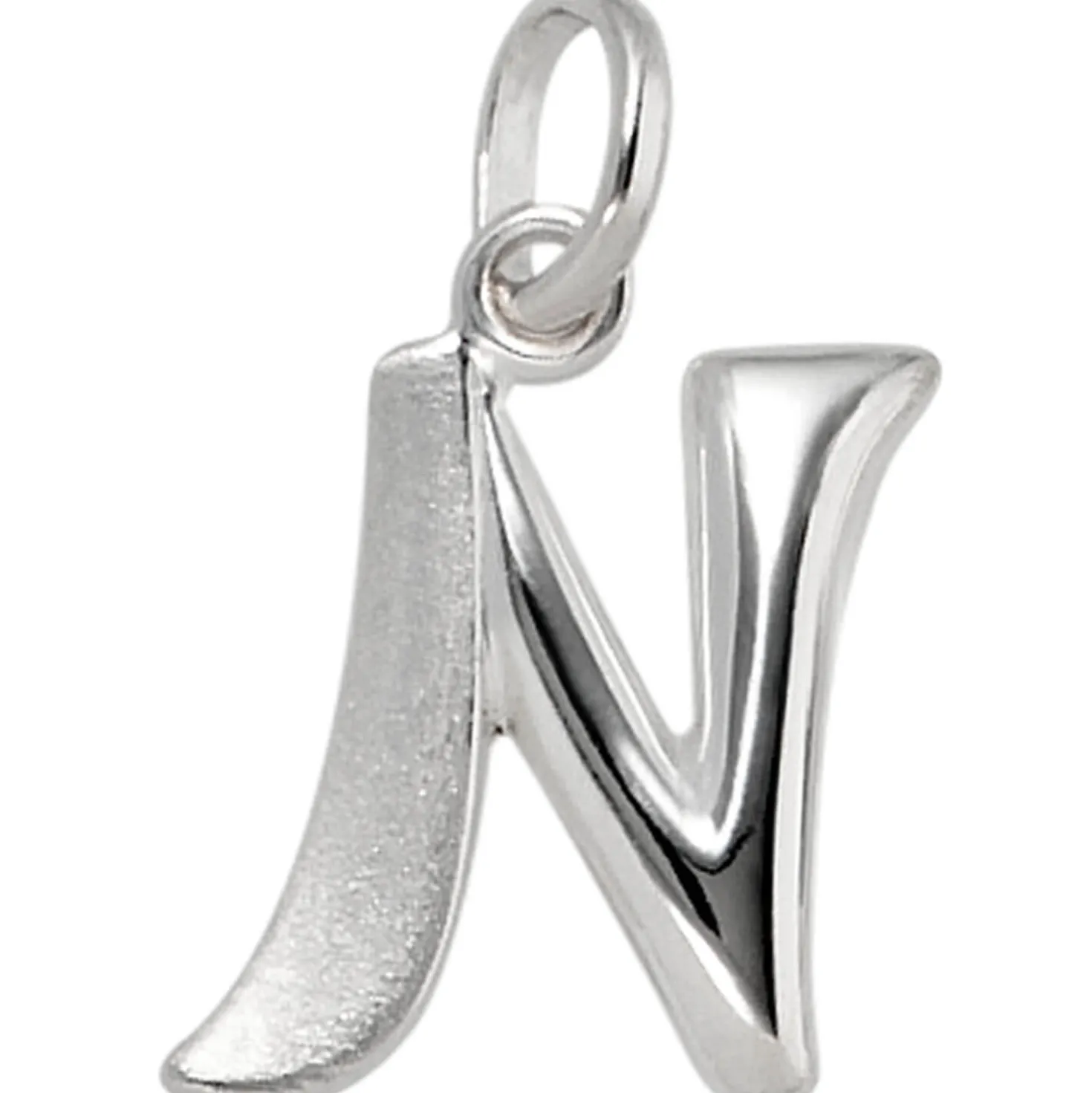Anhänger 10,7x14,8mm Buchstabe N aus 925 Silber glänzend teilmattiert Unisex