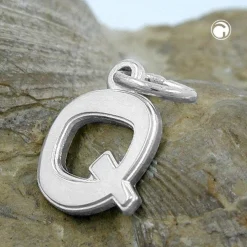 Anhänger 12x10mm Buchstabe Q aus 925 Sterling Silber Kettenanhänger für Damen