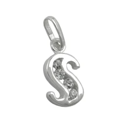 Anhänger 10x6mm Buchstabe S mit Zirkonia aus echtem 925 Silber Damen