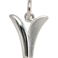 Anhänger 11,2x13,3mm Buchstabe V aus 925 Silber glänzend teilmattiert Unisex