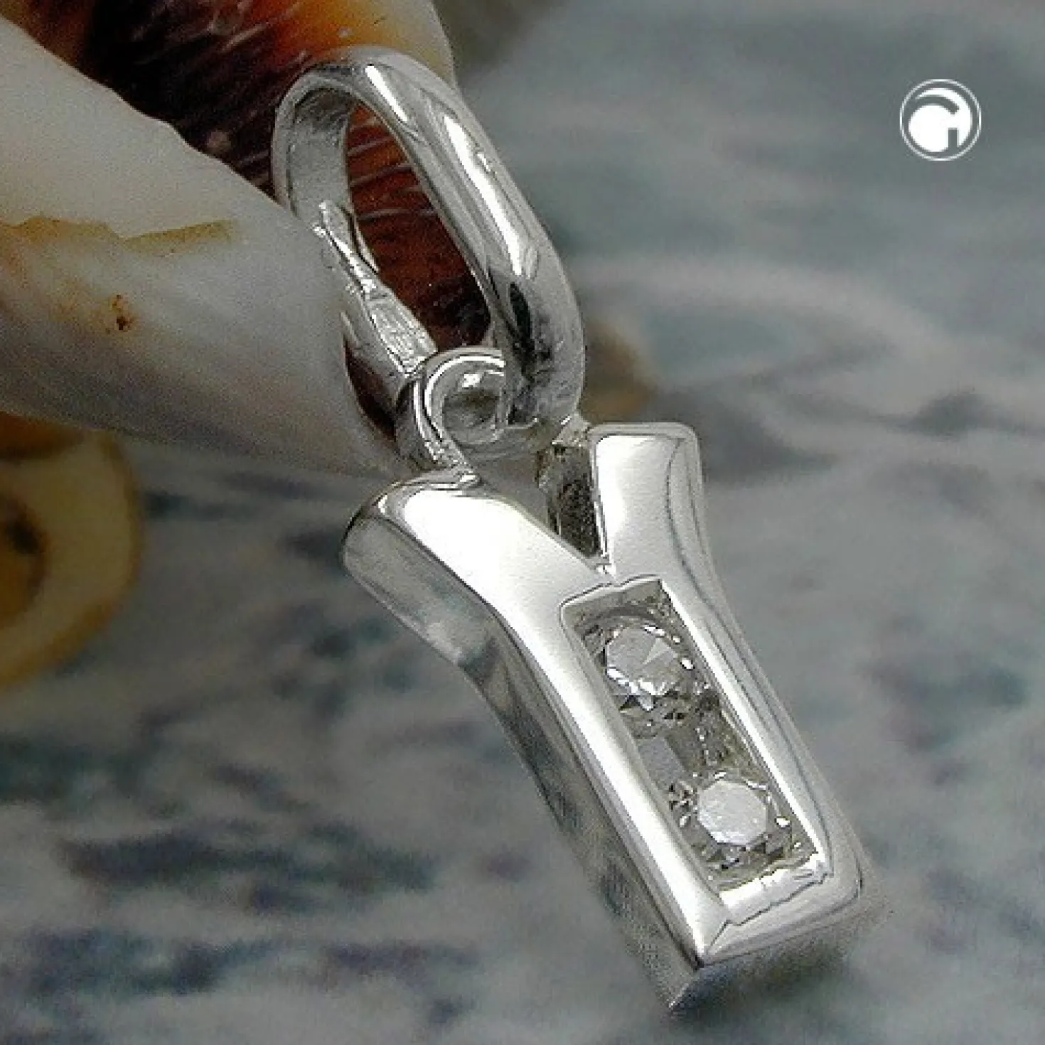 Anhänger 10x5mm Buchstabe Y mit Zirkonia aus echtem 925 Silber Damen
