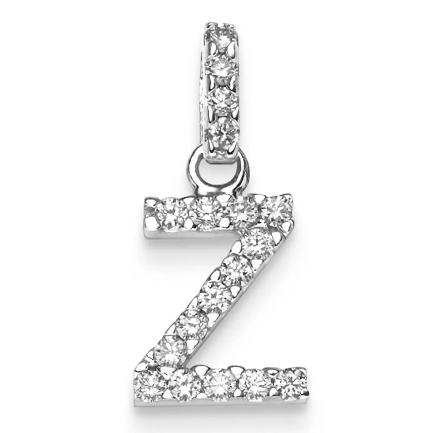 Anhänger 7x16mm Buchstabe Z aus 585 Gold Weißgold Diamanten 0.23 ct TW-SI