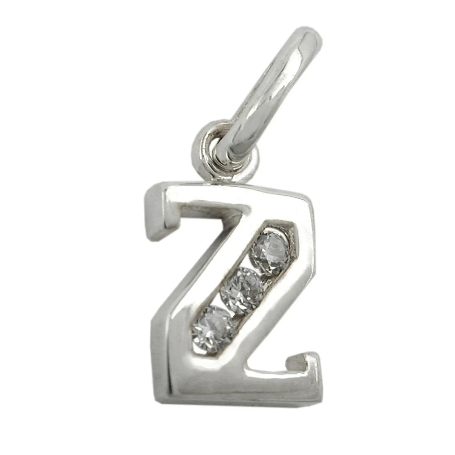 Anhänger 10x6mm Buchstabe Z mit Zirkonia aus echtem 925 Silber Damen