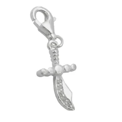 Anhänger 19x10mm Charm Charms Krummsäbel mit Zirkonia 925 Silber Damen