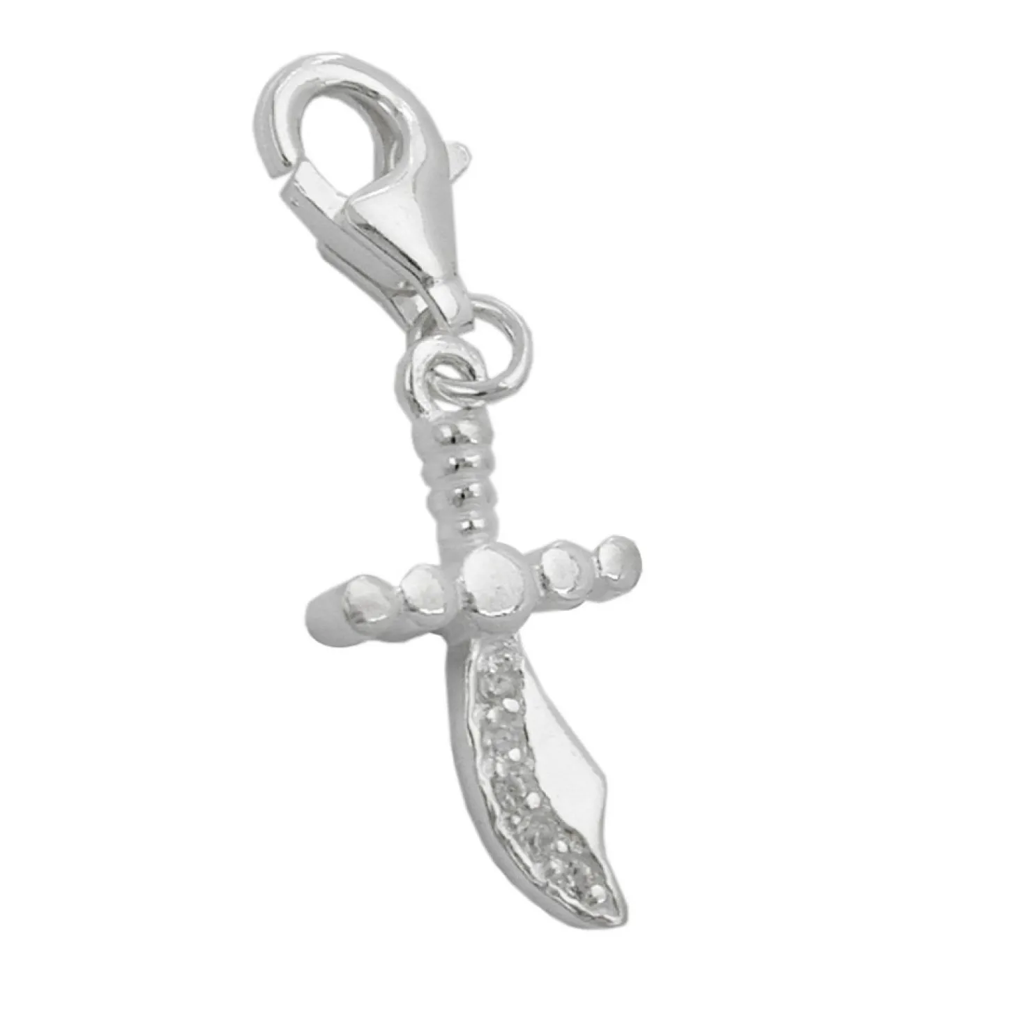 Anhänger 19x10mm Charm Charms Krummsäbel mit Zirkonia 925 Silber Damen