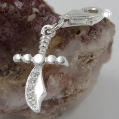 Anhänger 19x10mm Charm Charms Krummsäbel mit Zirkonia 925 Silber Damen