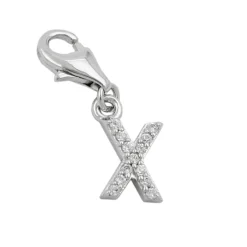 Anhänger 11x6mm Charm Einhänger Buchstabe X Zirkonia 925 Silber Damen