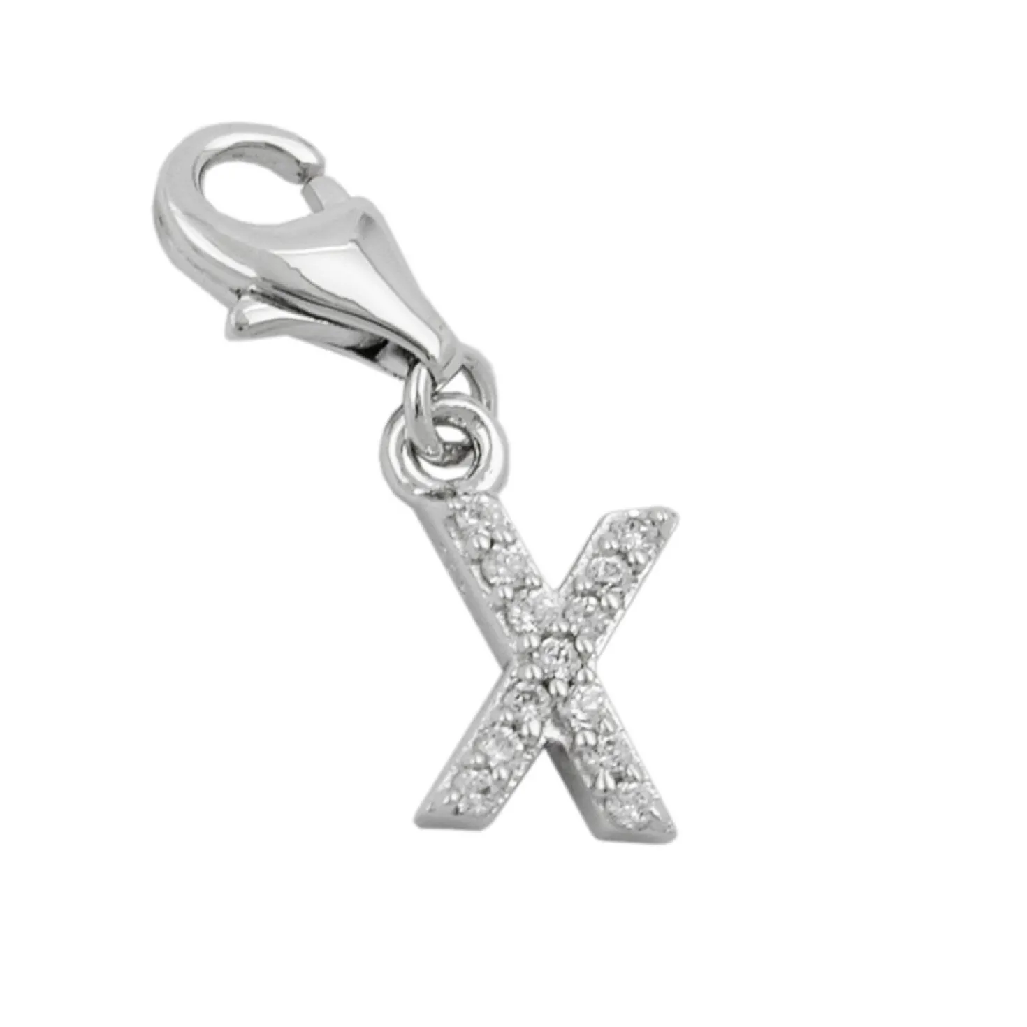 Anhänger 11x6mm Charm Einhänger Buchstabe X Zirkonia 925 Silber Damen