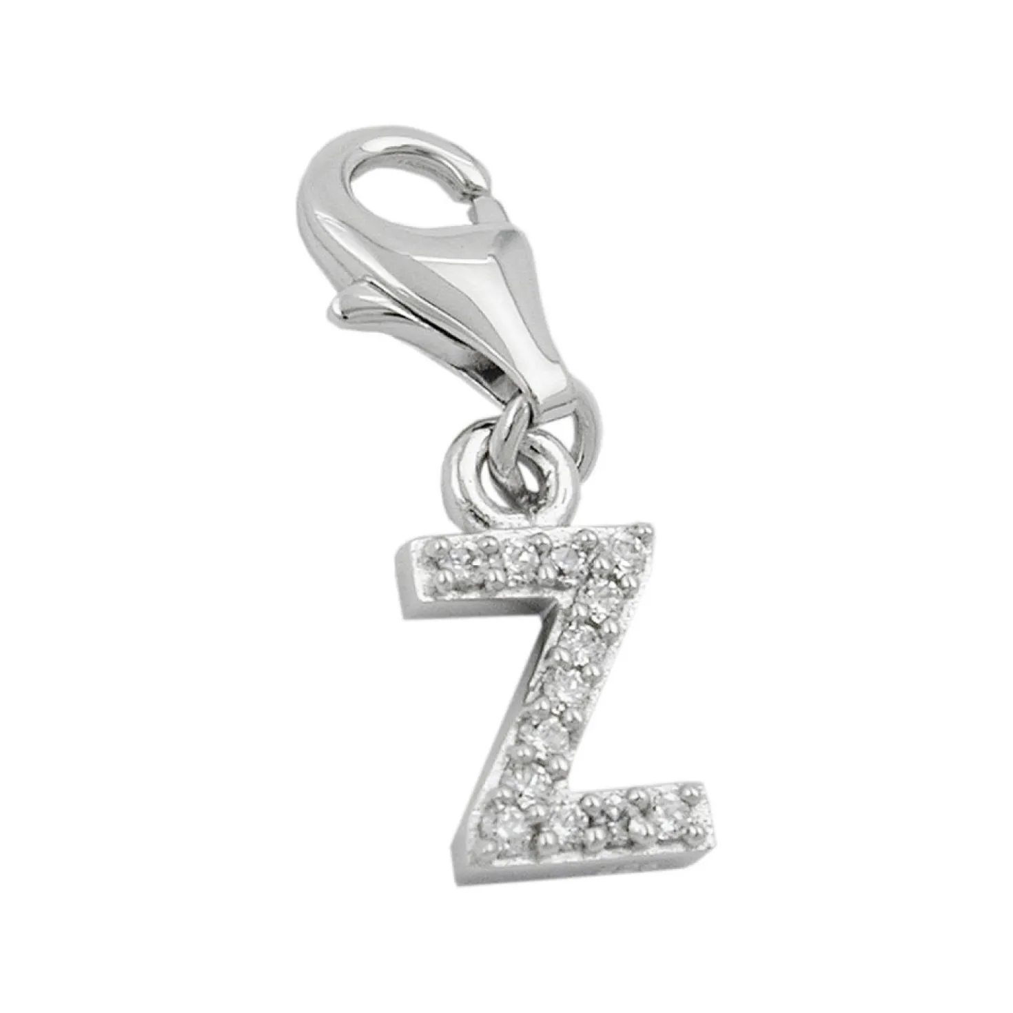 Anhänger 12x6mm Charm Einhänger Buchstabe Z mit Zirkonia 925 Silber Damen