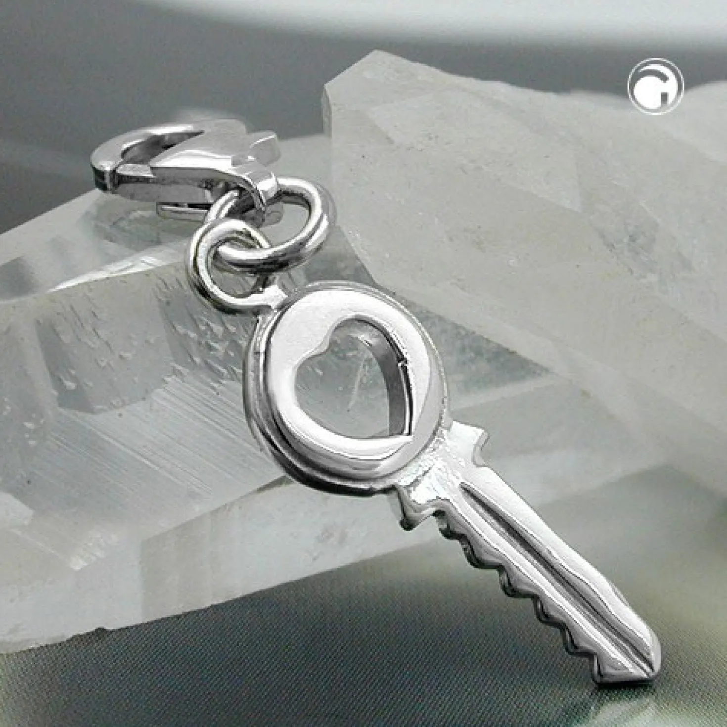 Anhänger 20,5x7mm Charm Einhänger Schlüssel aus 925 Silber Damen Silberanhänger